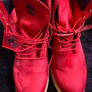 Timberland Bold Red Lace-Up Boots